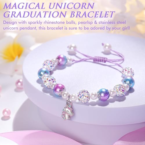 Image of Trabuono Kindergarten Preschool Graduation Gifts for Girls, 2025 Graduation Gifts for Her 5TH Grade Grad Gift Unicorn Charm Bracelet for Daughter Granddaughter Niece with Card Present Boxed