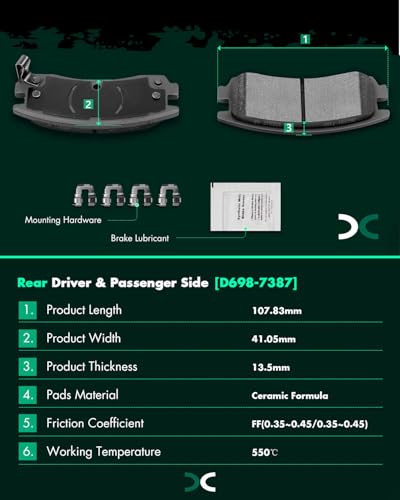 Image of SCITOO D727 D698 Front Rear Ceramic Brake Pads Sets Fit For Oldsmobile Alero 1999-2004,For Pontiac Grand Am 1999-2005