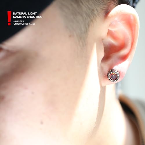 Black Studs Earrings for Men Cubic Zirconia Emerald Garnet Earrings for Women Unique Cuban Link Styled Hypoallergenic Jewelry4