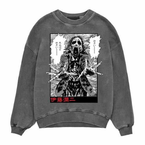 Junji Ito Jumper Mens Long Sleeve Ghoul Sweatshirt Grey X-Large