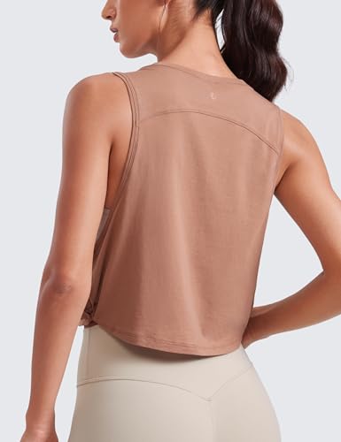 Image of CRZ YOGA Pima Cotton Dropped Armhole Tank | Workout, Naturally Soft, Loose Fit, Crop, Crewneck, Knotted Sides, Sleeveless Tops for Women