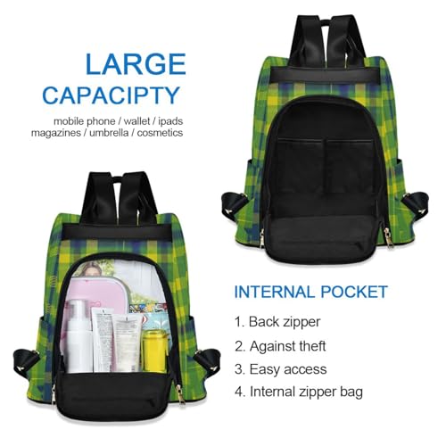 Sac à dos en polyester sergé élégant et robuste à carreaux
