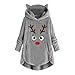 Hoodie Pullover Damen Weihnachtspullover mit Katzenohr Kapuzenpullover Elch Muster Kapuzenjacke Hooded Sweatshirt Lockerer Übergangsmantel Gefüttert Softshell Fleecejacke