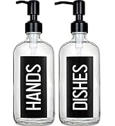 JASAI 2Pack 18OZ Glass Soap Dispenser with Black Stainless Steel Pump, Kitchen Soap Dispenser wit...