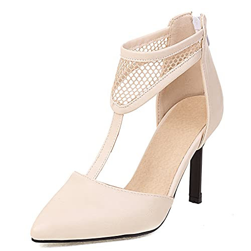 Sandales spartiates femme talons aiguilles pointu beige Lizoleor 36