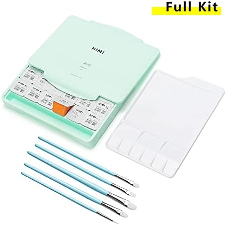 HIMI Gouache Paint, 24 Color Paints Set, Jelly Gouache Opaque, Vivid, Smooth Gel Watercolor Paint Kit with Portable Case, 5pcs Brushes, Palette, Easy Paint Kit for Beginner, Artist 30ml/Cup