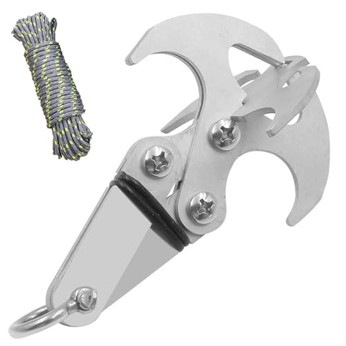 QCdeSoulBLV Stainless Steel Folding Grappling Hook Outdoor Climbing Claw Multifunctional Carabiner Travel Rescue Tool Emergency Key Chains Survival EDC Tool