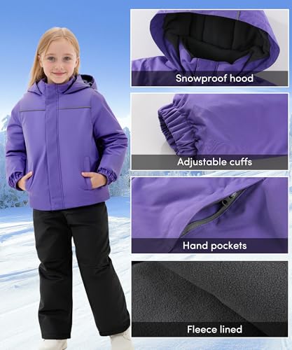 Image of Hiheart Boys Girls Winter Ski Jacket & Pants Set 2-Piece Snowsuit