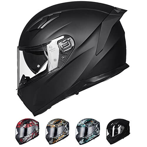 Ilm Mips Motorcycle Full Face Helmet Pinlock Insert Anti Fog Dual Visor Racing Casco De Moto Men Women Dot Model-129M(Matte Black Large) #TOP18