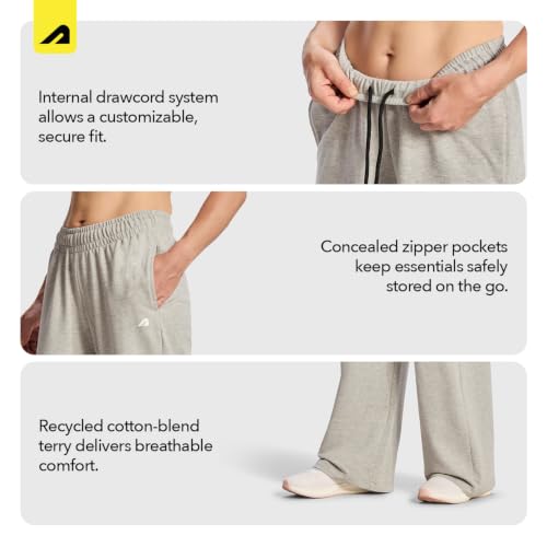 Image of Boldfit Wide Leg Track Pants for Woman, Cotton Blend High Waist Sweatpants with Adjustable Drawstring, Breathable Relaxed Fit Lounge Pants with Side Pockets for Yoga, Gym, Travel & Casual Wear