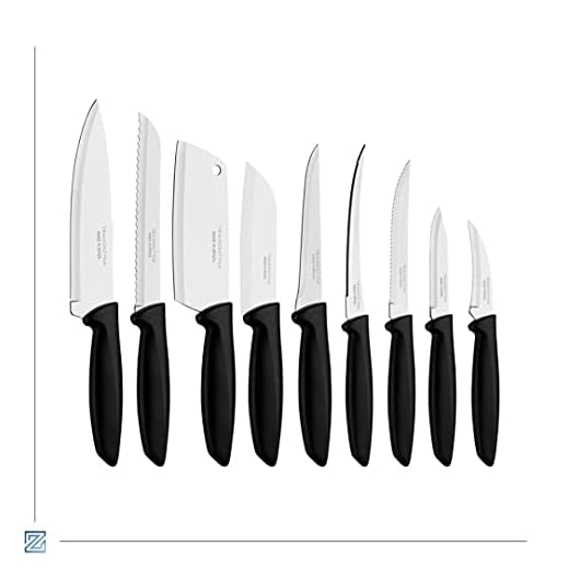 Jogo de Facas Tramontina Plenus com Lâminas em Aço Inox e Cabos de Polipropileno Preto 9 Peças