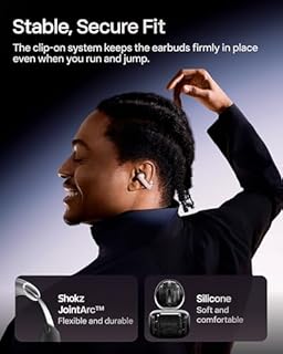 SHOKZ OpenDots ONE Open Ear Headphones, Premium Dolby Audio 6.5g Clip On Earbuds 40 hrs Playtime, Bluetooth 5.4, Wireless Earphones with Mic, Fast Charging, IP54, with Cleaning Cloth, Commuting- Pink