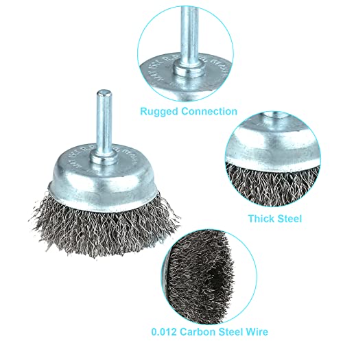 6 Pcs Wire Brush For Drill, Wire Wheel For Drill, 1/4 Inch Arbor 0.012 Inch Metal Wire Brush Drill Attachments, Coarse Crimped Carbon Steel Wire Wheel Cup Brush For Cleaning Rust Abrasive Stripping #TOP2