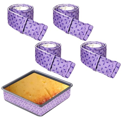 Algodón hidratante para repostería,Bandas de Torta para Cocinar,Tiras de pastel para hornear,Tiras Moldes para Pasteles,4pcs super absorbente y uniforme para hornear,Utensilios de repostería