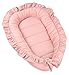 Pimko - Babynest con balze bozollo per bambini riduttore per Letto neonato lettino da viaggio culla 100% cotone 55x90cm (Rosa con balze)