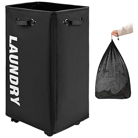 DOKEHOM 29-Inch Collapsible Laundry Basket with Wheels Cover