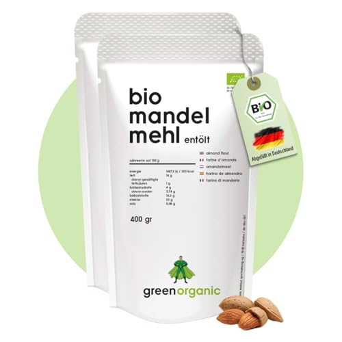 BIO PREMIUM MANDELMEHL 2er– weiß, lower-Carb, glutenfrei, vegan, entölt, proteinreich, ballaststoffreich, Paleo Superfood, nachhaltig und fair angebaut, 800g