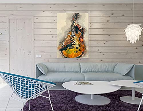 Ccn Ixmah Vintage Style Guitar Art Wall Decor Poster On Concert House Bar Guitar Art Minimalist Art Wall Decorkitchen, Yellow, 16X24Inch-Unframed #TOP5