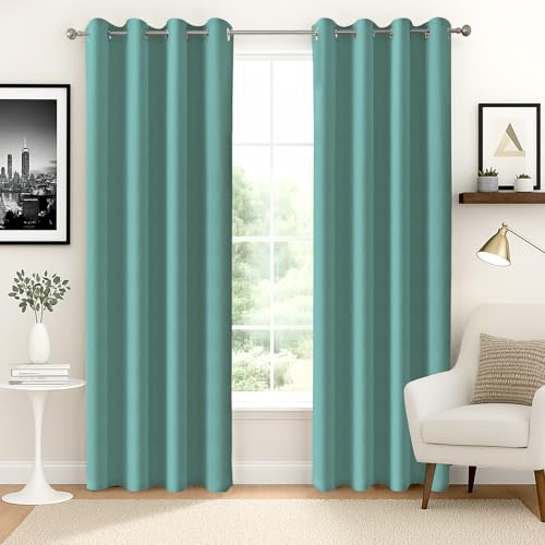 Image of Homestan 75% Blackout Door Curtains 8 Feet Long Set of 2, Room Darkening Parda with Grommet Design for Home Decor (8x4 Feet, Light Green)