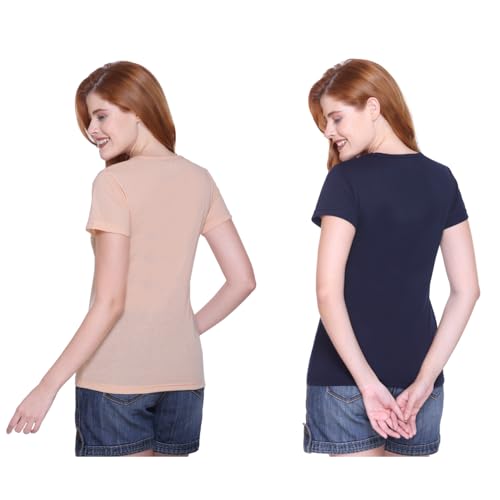 Image of Women's Cotton Half Sleeve Regular Fit T Shirt || Printed Tshirts for Women Pack of 2
