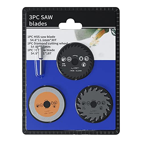 3 Pcs HSS Mini Circular Saw Blade Set For Steel Wood Granite Cutting 54.8x11.1mm (3 Pcs, Suitable for Cutting) (B09C3RXLRS) Amazon Price History, Amazon Price Tracker