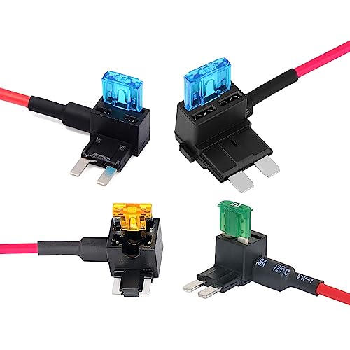AUKENIEN Power Thief Fuse Car 4Values ​​​​Adapter bezpieczników wtykowych samochodowe 12V Dodaj obwód Zestaw adapterów ostrzowych z 10A 15A Standard Mini Micro Micro2 bezpieczniki i 1 wyciągaczem