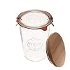 Weck Canning Jars 743 Weck Mold Jar Made of Transparent Glass Eco Friendly Canning Jar Food Storage Container with Lid Airtight 34 Liter Tall Jar Includes 1 Jar Glass Lid Wooden Lid