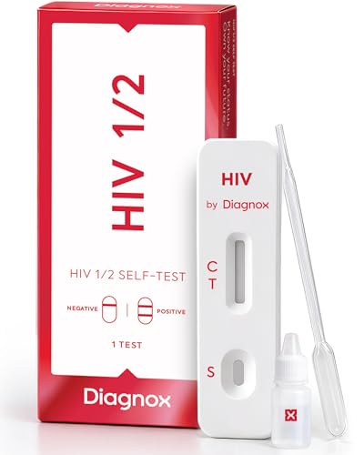Diagnox Health HIV Test Kit HIV Testing Home Kit for HIV-1 & HIV-2 Detection - 99% Accurate Results in 10 Minutes - Finger Prick Blood Sample - CE Certified (1 Test)