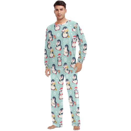 Couples Matching Pajama Sets Christmas Penguin Cartoon Two-piece Long Sleeve Sleepwear for Men & Women XXS-XXL2