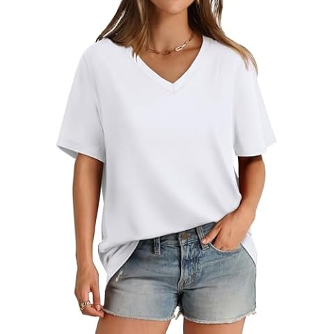 Aokosor Women's Loose Fit V-Neck Tee Cover