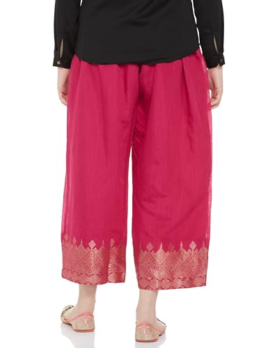 Image of BIBA Women Straight Mid Rise Art Silk Palazzo