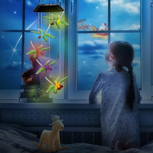 Lencyh Carrilhão de vento iluminado, carrilhões de vento solares LED | Sinos de vento para decoração