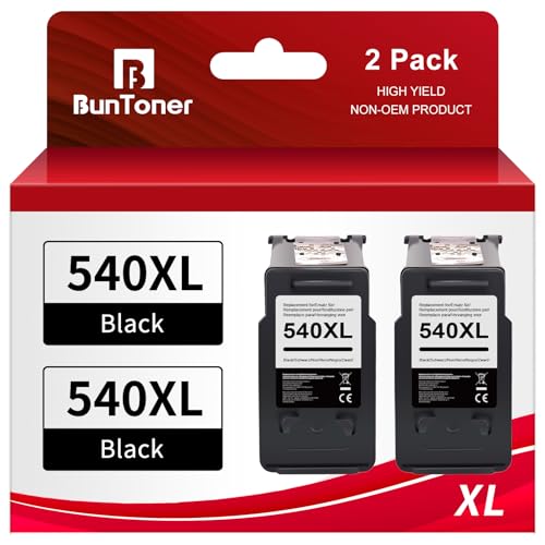 BunToner PG 540 XL Negro Compatible para Canon 540 PG 540 para Canon TS5150 TS5151 MG3650s MG3650 G4250 MG3600 MX475 MX530 (2 Negros Pack)