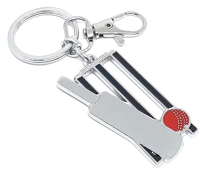 Cricket Bat Ball Stump Sports Gift For Cricketer Men Girls Husband Boys Friend Women Metal Black Key Chain-image-30
