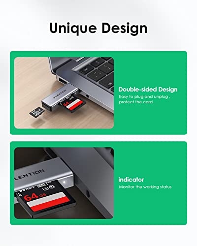 Lention Usb 3.0 Type A To Sd/Micro Sd Card Reader, Sd 3.0 Card Adapter For Sd/Sdxc/Sdhc, Micro Sd/Micro Sdxc/Micro Sdhc Cards Compatible Macbook Pro/Air, Surface, Chromebook, More (Cb-H7, Space Gray) #TOP5