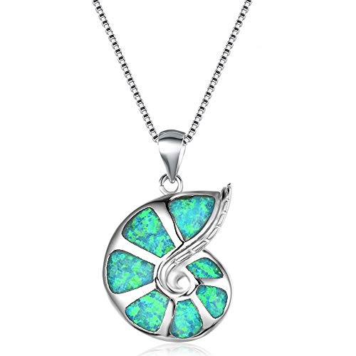 YAZILIND Platino Plateado �palo Caracol Colgante Collar Mujeres cumplea�os joyer�a Regalo (Verde)