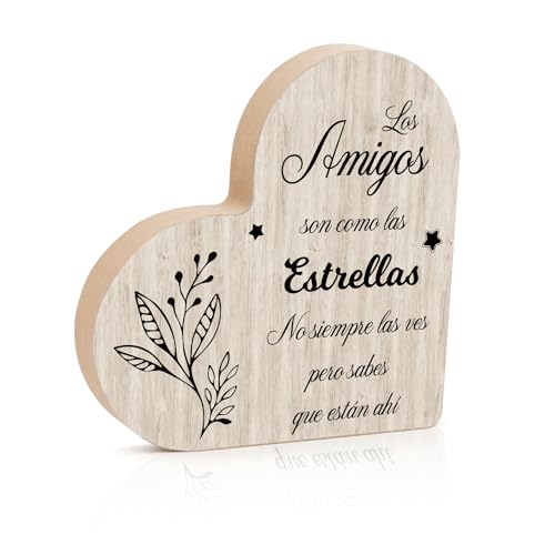 SereneGLow Regalos Originales para Amigos Navidad, Placa Corazón de Madera 2 cm Grosor, Regalo Hombre Navidad Regalo Cumpleaños Hombre Regalos Amigo Invisible Amigo Regalos Personalizados para Mujer