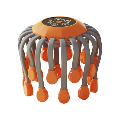Masseur De Tête, Fonction Musicale Intégrée, Noir/orange, Masseur À Nœud Vibrant, Massage Automatique Du Cuir Chevelu À 360 Degrés, Appareil De Conception De Poulpe, Pour Apaiser La Fatigue Et La Tens