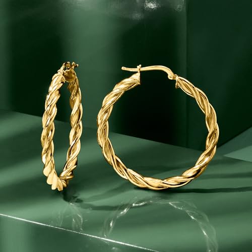 Ross-Simons Italian 18kt Gold Over Sterling Medium Twisted Hoop Earrings3
