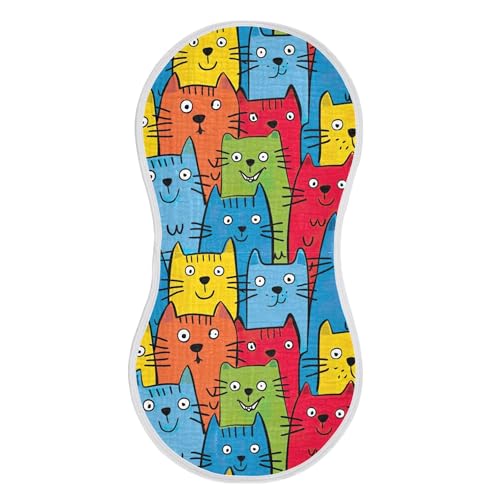 xigua Colorful Cats Baby Burp Cloths for Newborn Boys and Girls 2 Pack, Soft & Absorbent Cotton Baby Burp Cloth, Baby Washcloths, Newborn Towel, Burp Rags