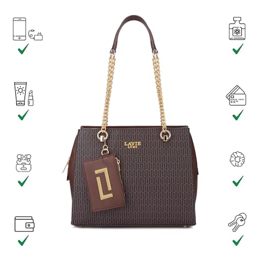 Image of Lavie Luxe Women's Monogram Ashley Satchel Bag | Satchel Handbag For Work | Ladies Purse | Stylish Shoulder Bag | Gift For Women