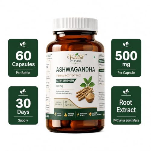Image of Ashwagandha Root Extract Capsules | Withania Somnifera Root Extract | Herbal Supplement | Supports Strength, Stamina, Energy, Sleep & Overall Vitality - Pack of 1(60 Capsules)