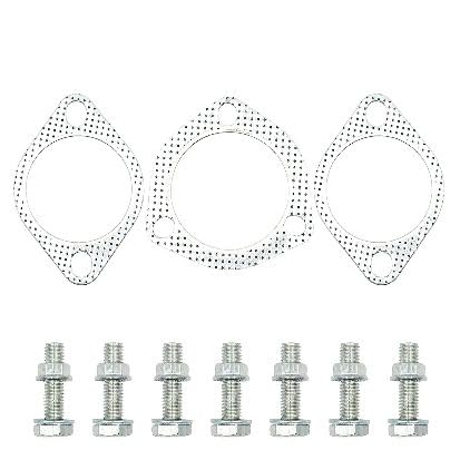 Universal 2.75 Inch 70mm Exhaust Gasket & Hardware Kit (2-Bolt & 3-Bolt) - Compatible with Honda Civic, Acura Integra, Aftermarket Systems (Skunk2, Apexi, Yonaka)