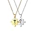 JewelryWe Juego de 2 collares para pareja de novios, placas militares, estilo militar, de acero inoxidable, collar de corazón de puzzle King Queen, collar personalizado