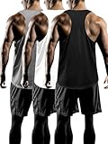 Tank Tops Men Y-Back Muscle 3 Pack Dry Fit Sleeveless Workout Tank Tops for Men Mesh Material Running Gym (US, Alpha, Large, Regular, Regular, Black+White+Gray)