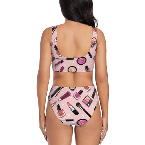 Bikini deux pièces imprimé cosmétique pour femme moderne idéal pour la plage - 4