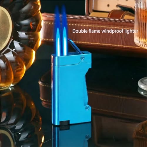 Encendedor doble llama a gas butano negro miniatura 3
