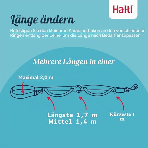 Halti Control Hundeleine, mit 2 Griffen | Größe Groß, Schwarz, 2 m