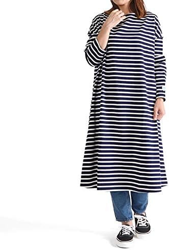 Amazon Co Jp オーシバル コットンロード ロングフレアワンピース Rc 9098 ワイド ボーダー レディース 1 Free Marine Ecru 服 ファッション小物