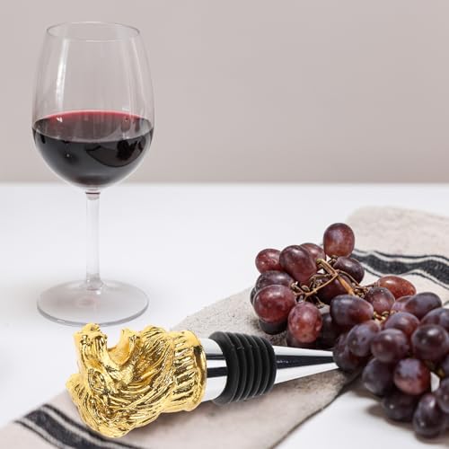 Tapón de vino de acero inoxidable premium con sofisticado león dorado texturizado 5